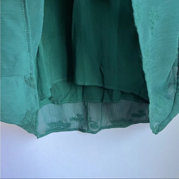 Anthropologie Tiny Women Sz XS Dress Green Boho Embroidered Luisa Swing Peasant - Picture 5 of 16